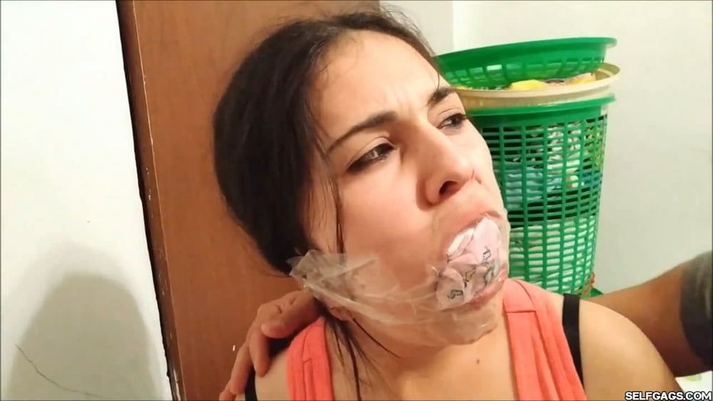 Gagged With 6 Socks And Clear Tape Gag - Selfgags #16
