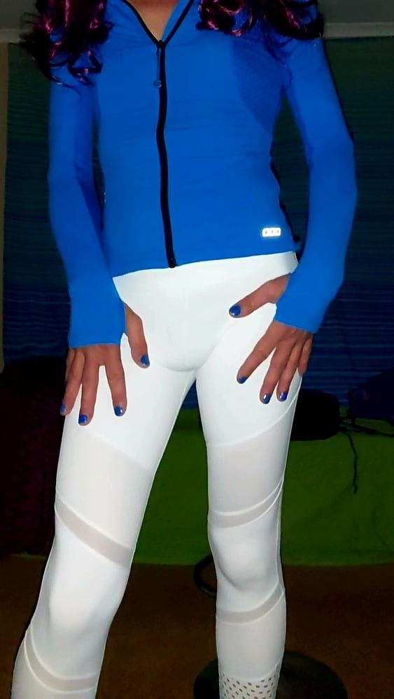 White pants and blue top #32