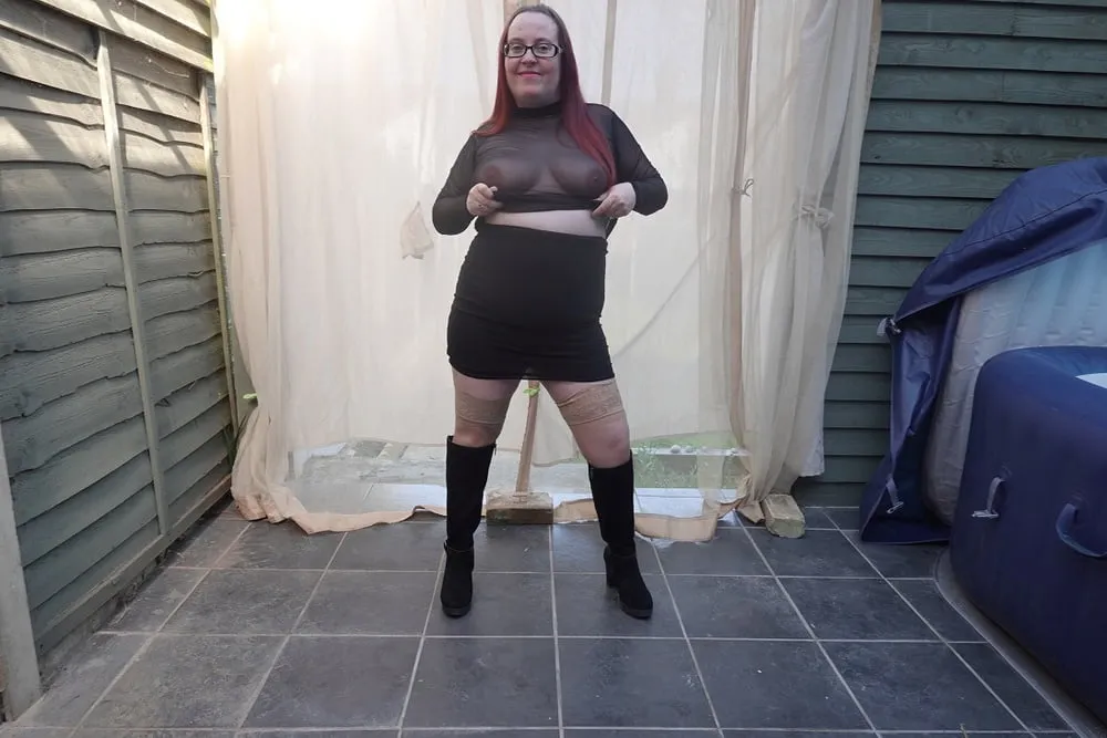 Transparent top with Miniskirt and boots