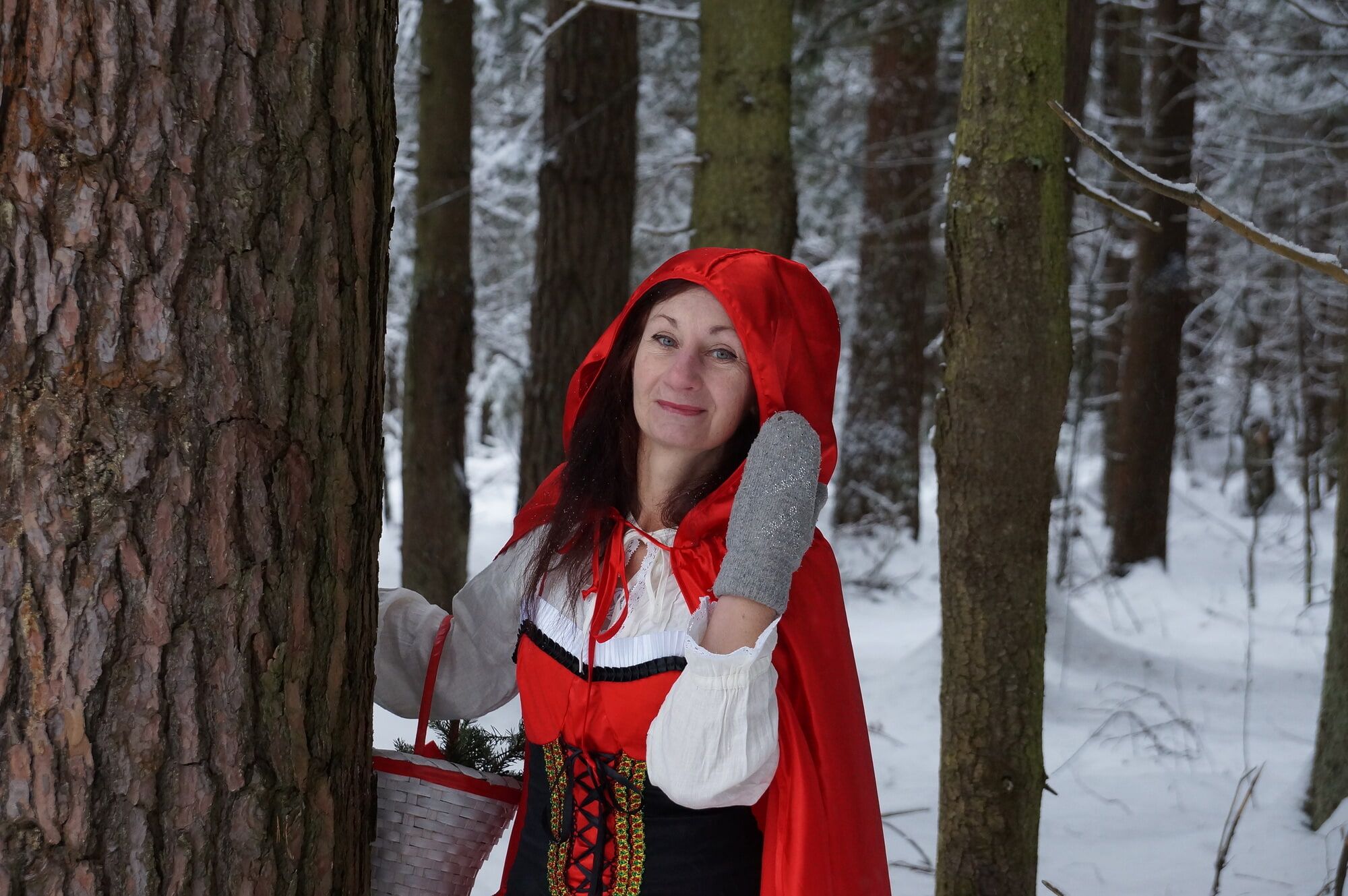 Little Red Riding Hood on a forest path #27