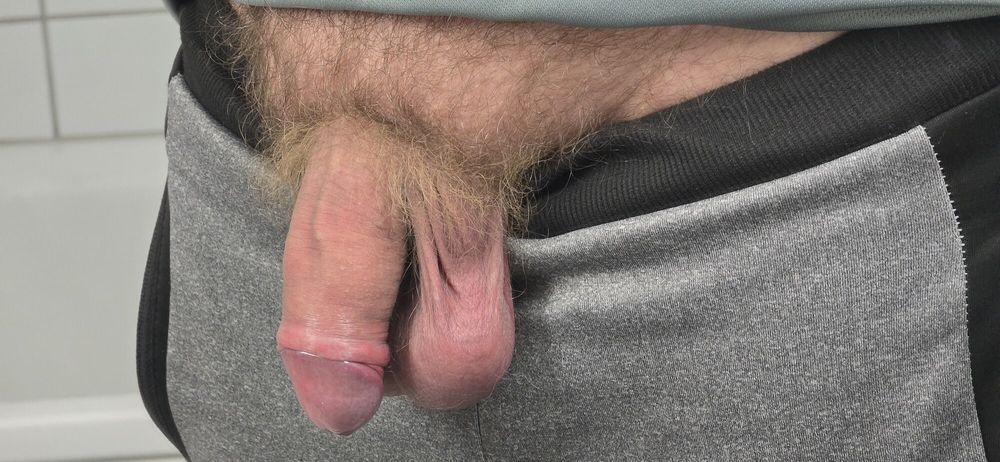 My big uncut cock in the mirror #8