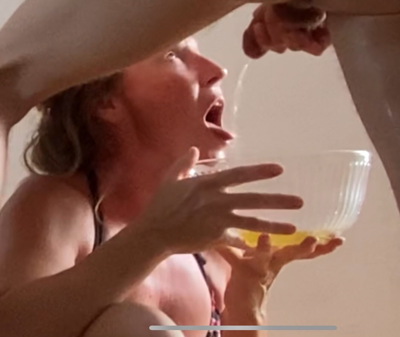 She enjoys drinking urine from bowl #18