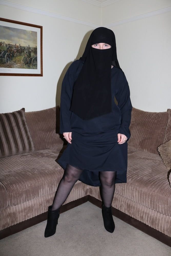 Wife in Burqa Niqab Stockings and Suspenders #8