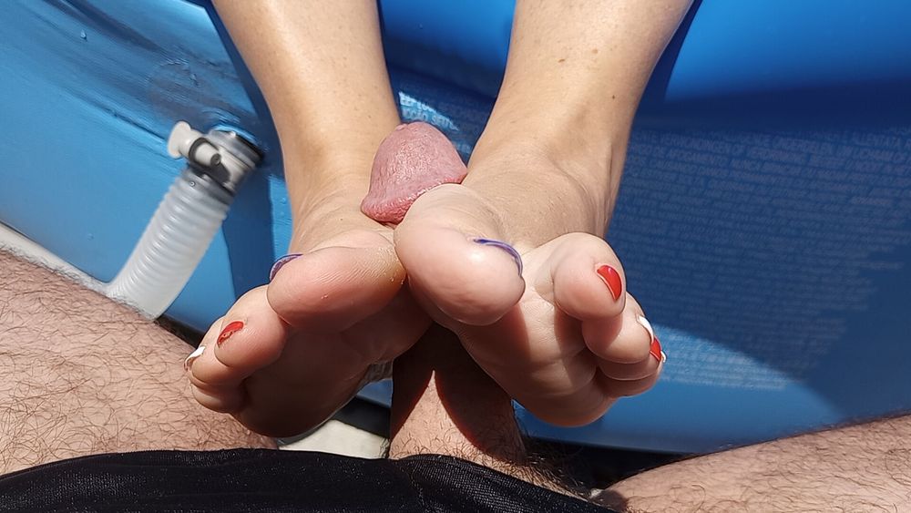 More foot job pics of my girlfrie feet on my cock #3