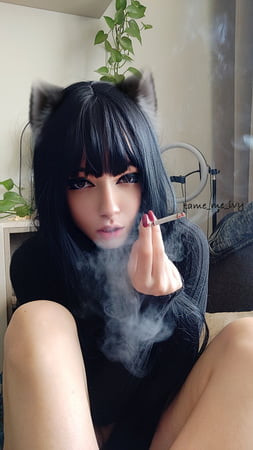 Goth Girl smoking
