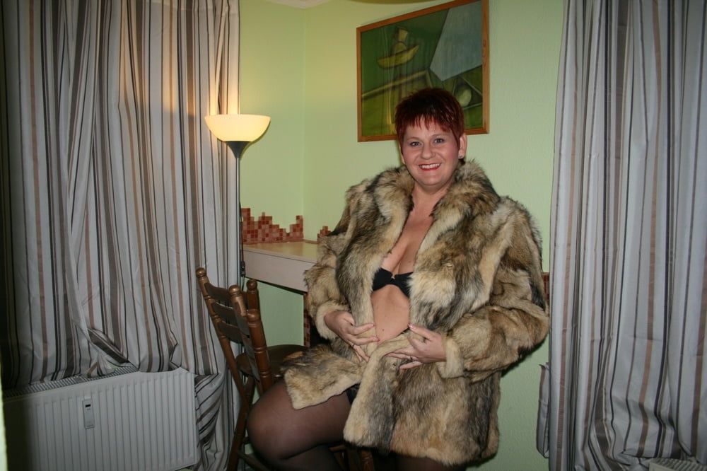 Posing in a brown fur jacket #19