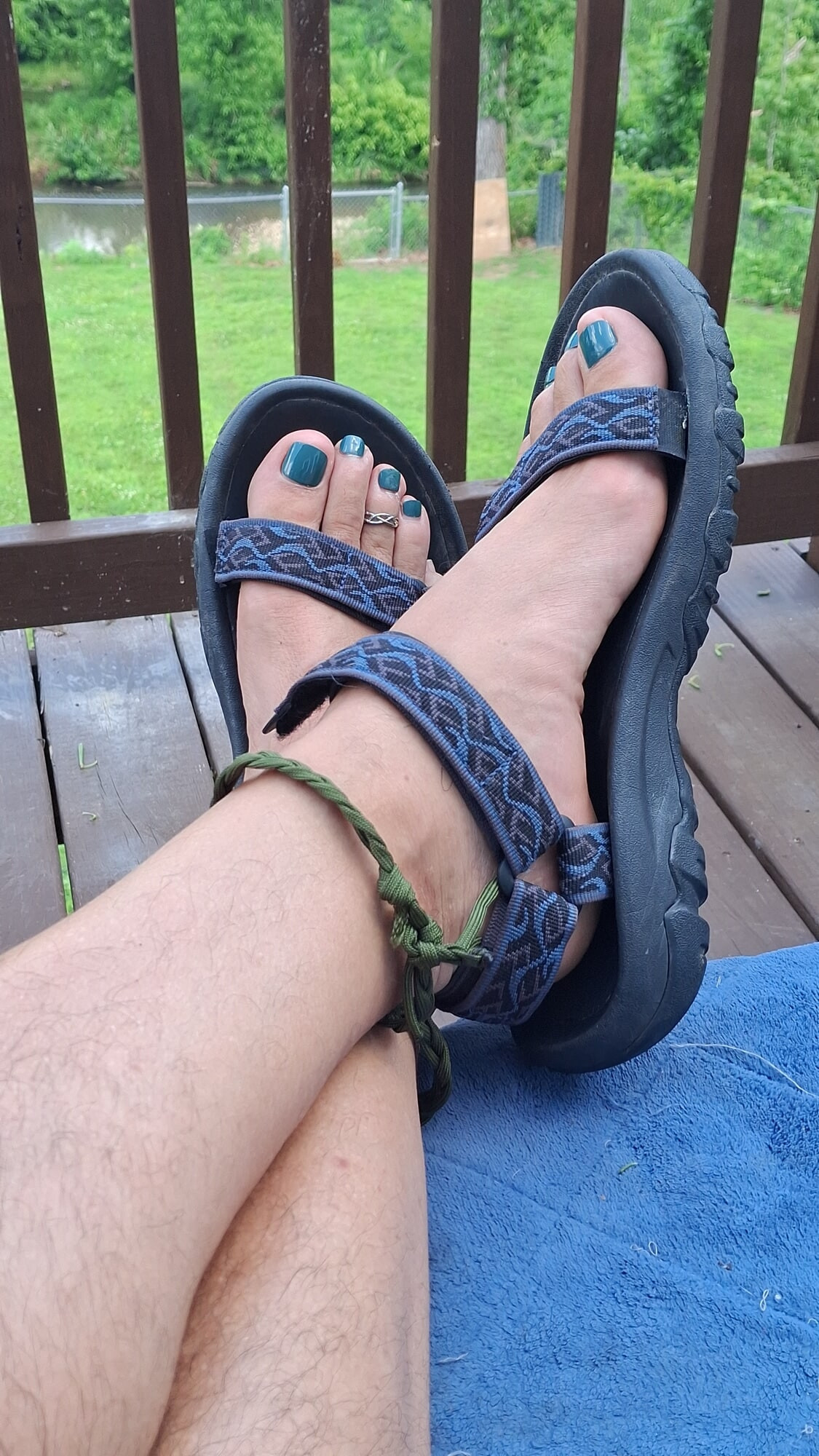 My handsome male feet with painted toes in sandals  #8