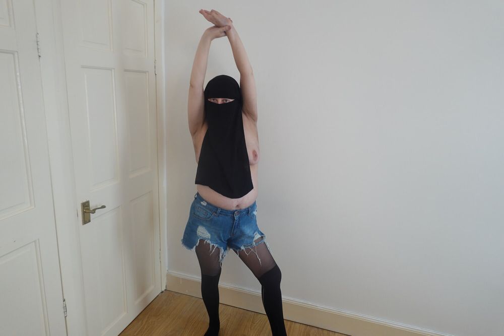 Wearing Shorts and pantyhose in Niqab  #13