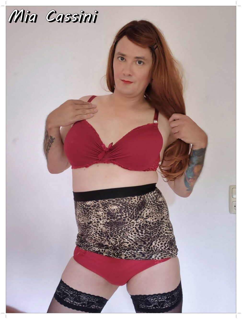 Red Lingerie & leopard Miniskirt #21
