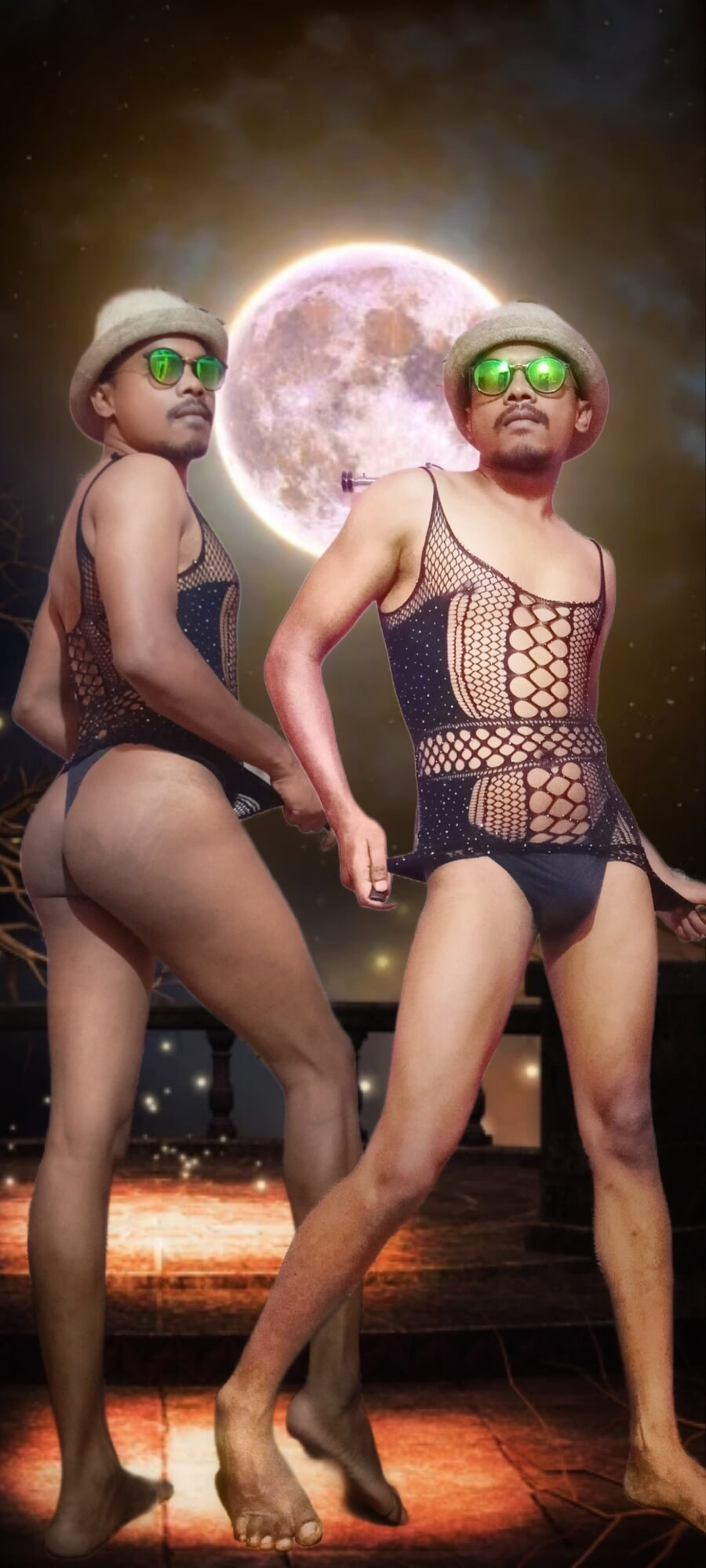 Sexy traje de rejilla crossdress