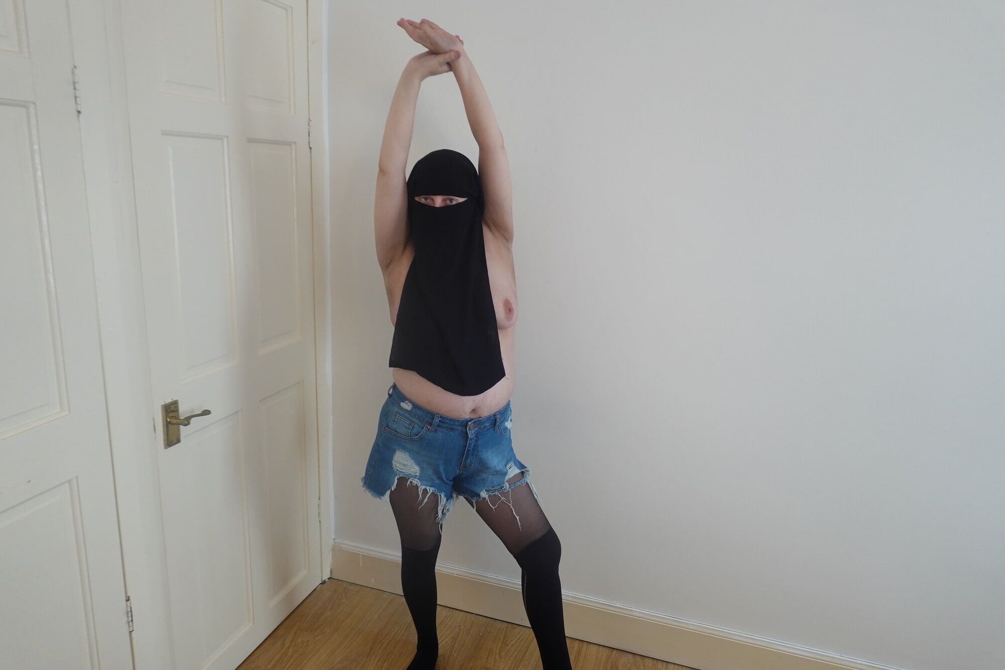 Wearing Shorts and pantyhose in Niqab  #13