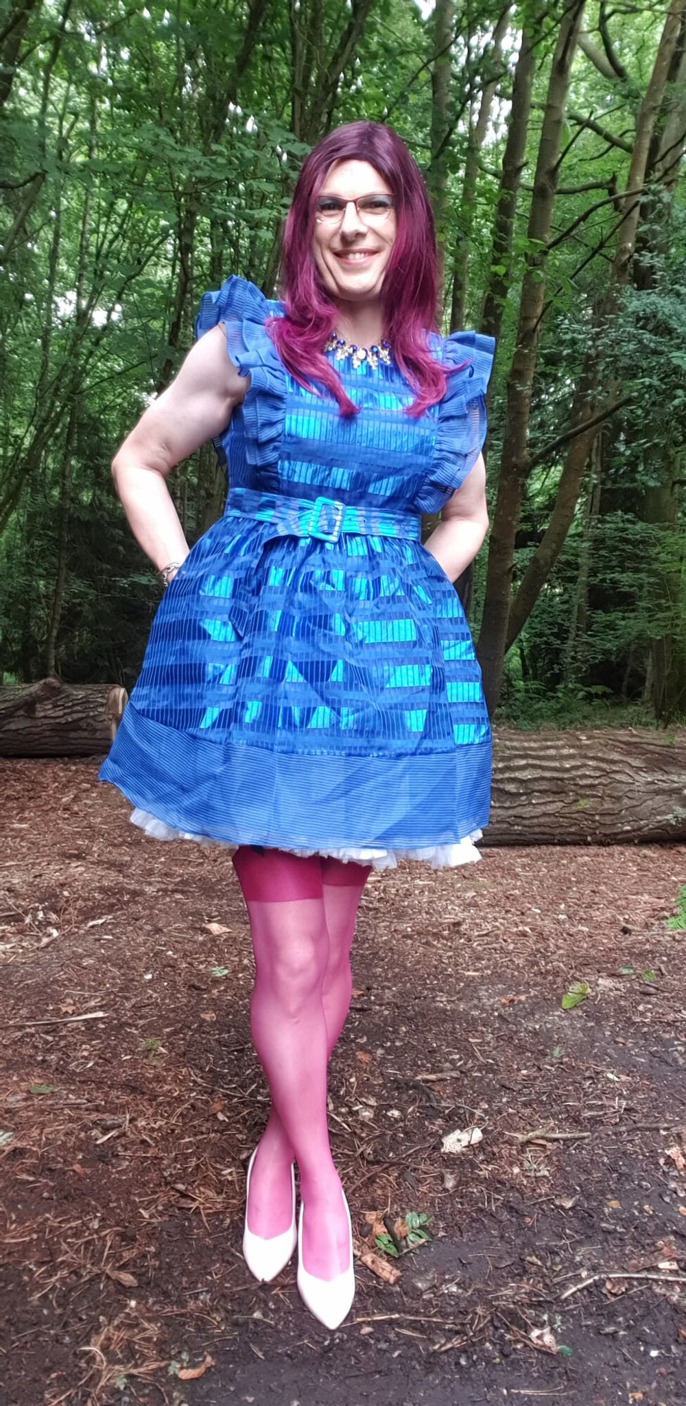 Blue Dress in the rain in July