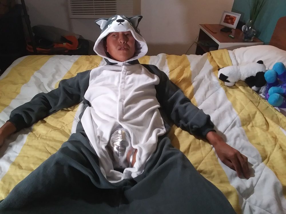 Hot asian boy wearing furry onesies and shiny undies #37