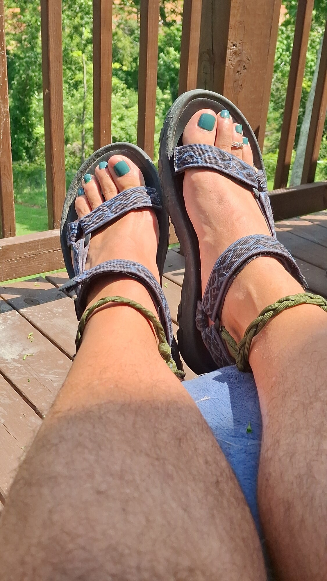 My handsome male feet with painted toes in sandals  #2