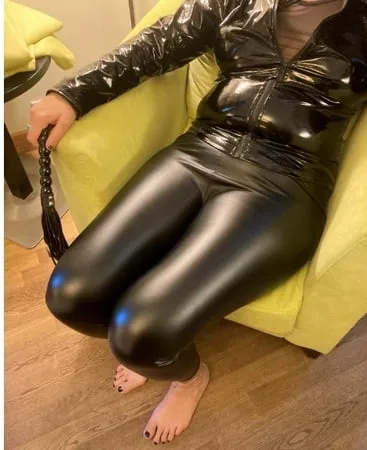 high heel sandals and shiny leggings         