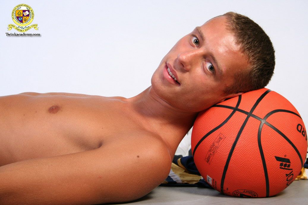 Thin smooth Latvian twink poses in his Basketball uniform #8