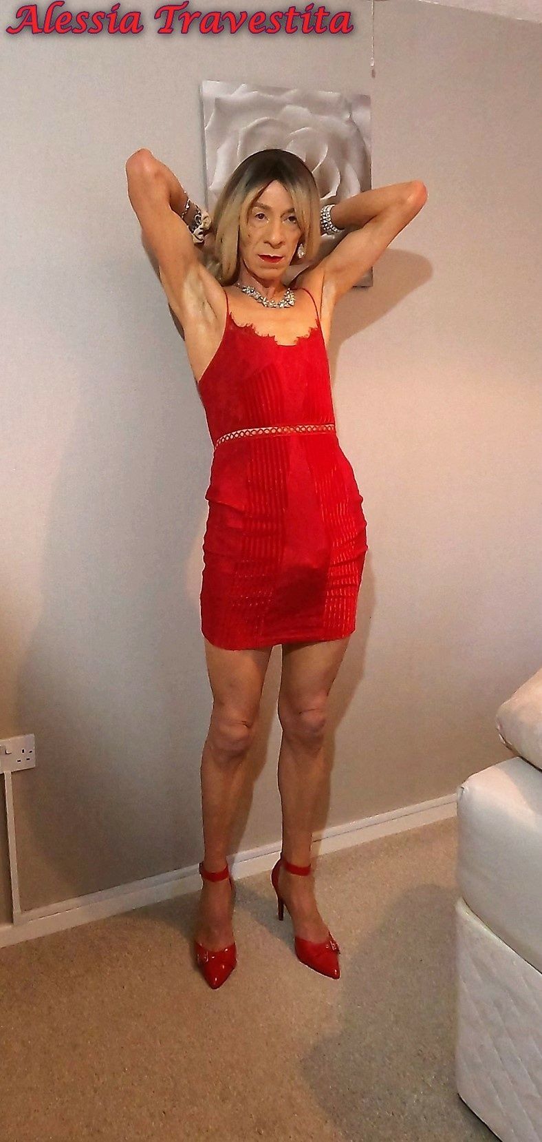 66 Alessia Travestita in Red Velvet Dress #4