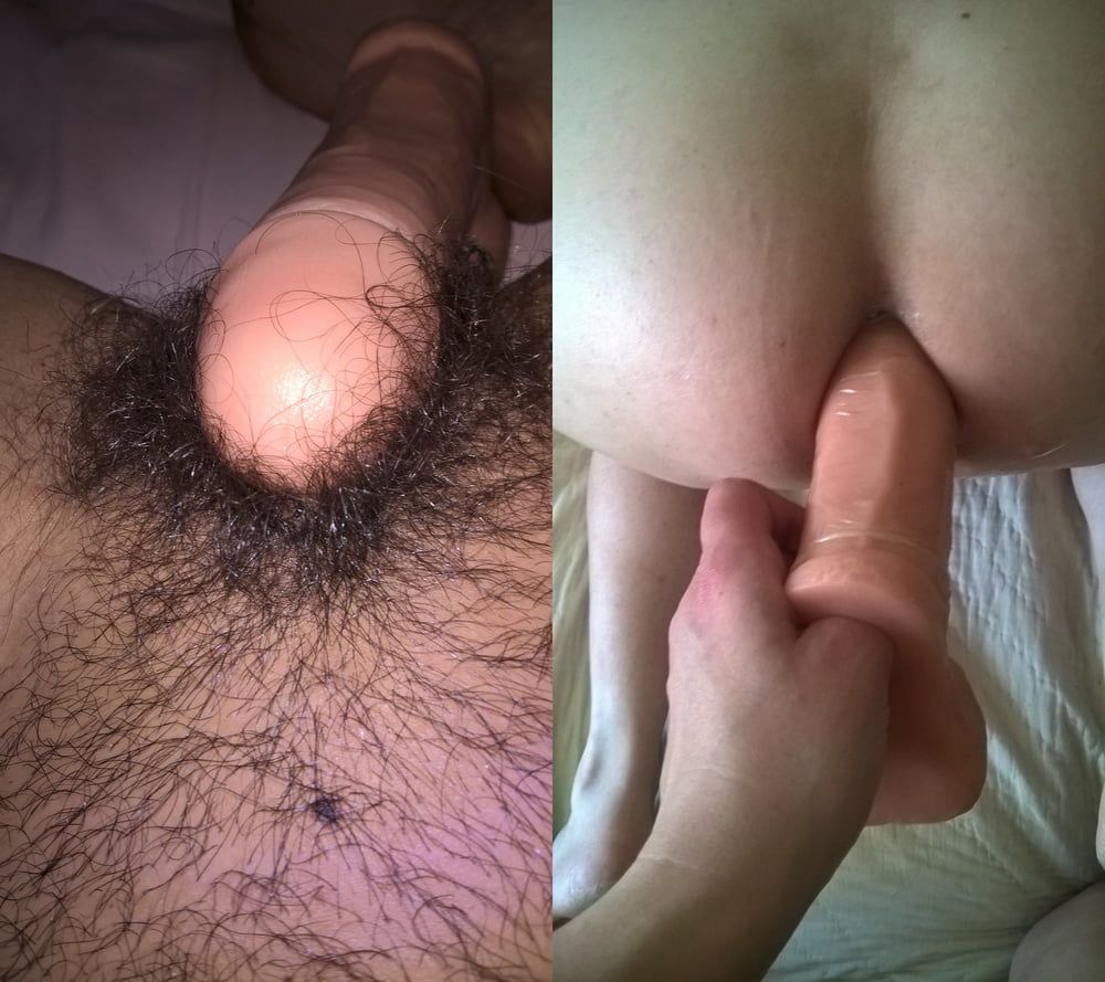 Hairy JoyTwoSex And Hubby Playing With Dildo #13