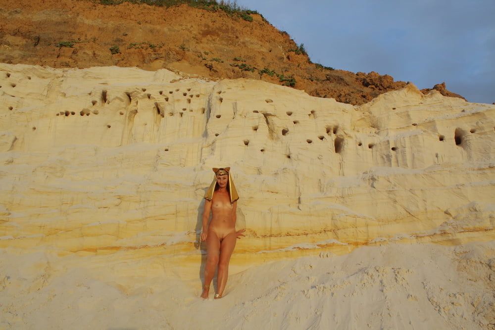 Posing Naked on White Sand in Sunset Time #21