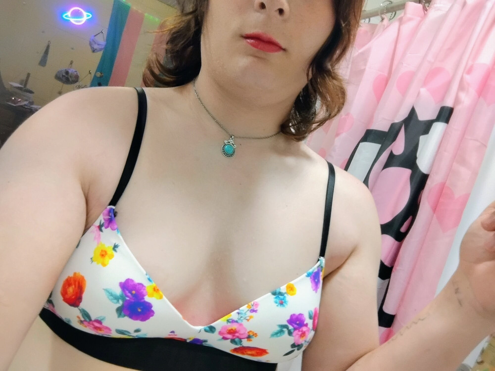  White Floral bra  #14