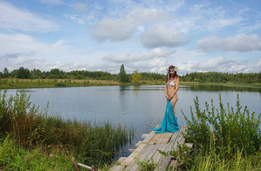 Nude on planked footway #2