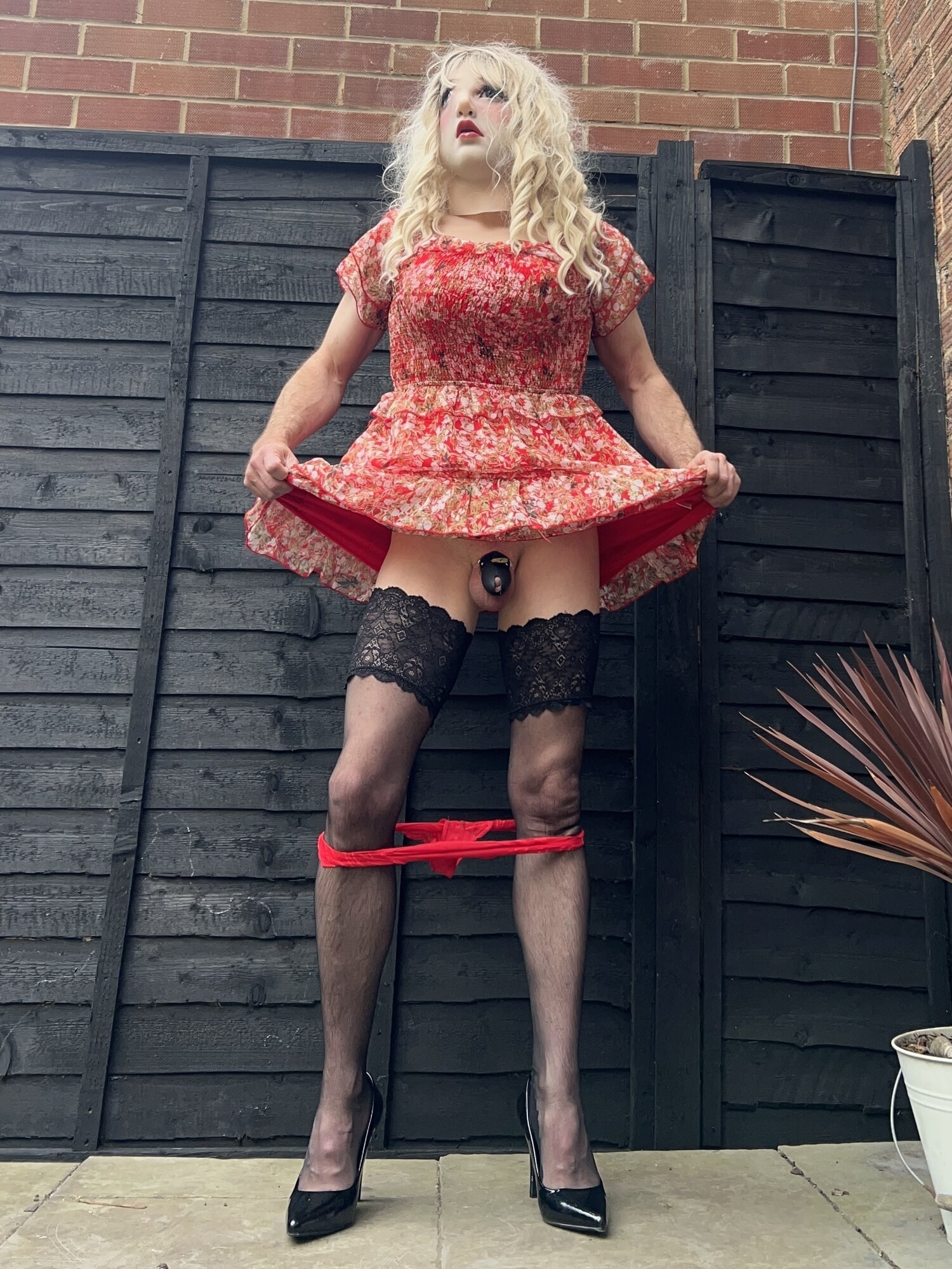 Sissy in red dress