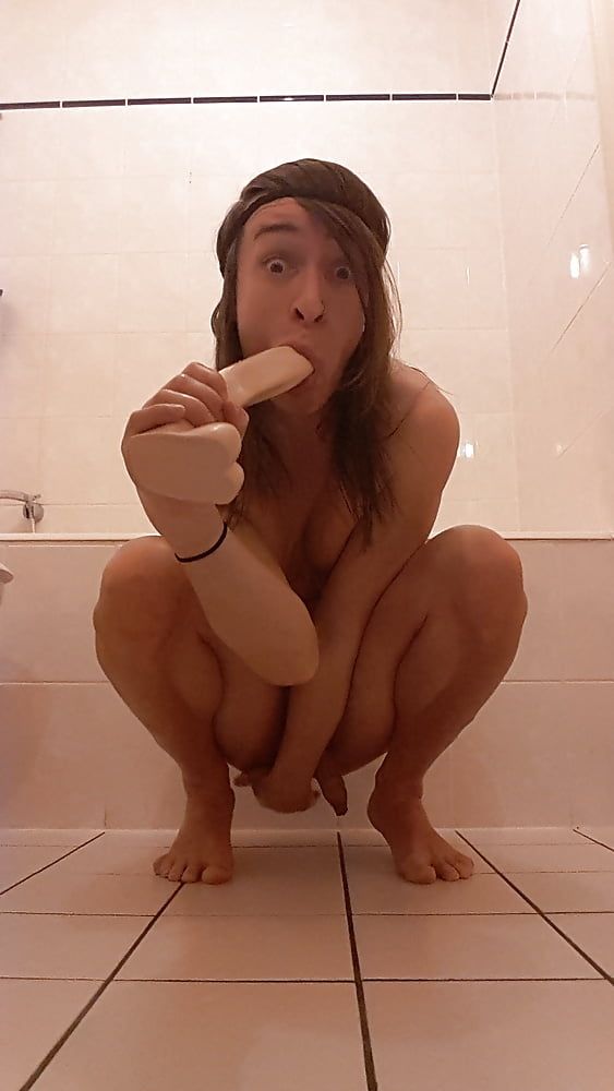 Tygra dildos her cunt ass in bathroom. #9