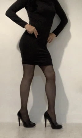 black dress and stockings         