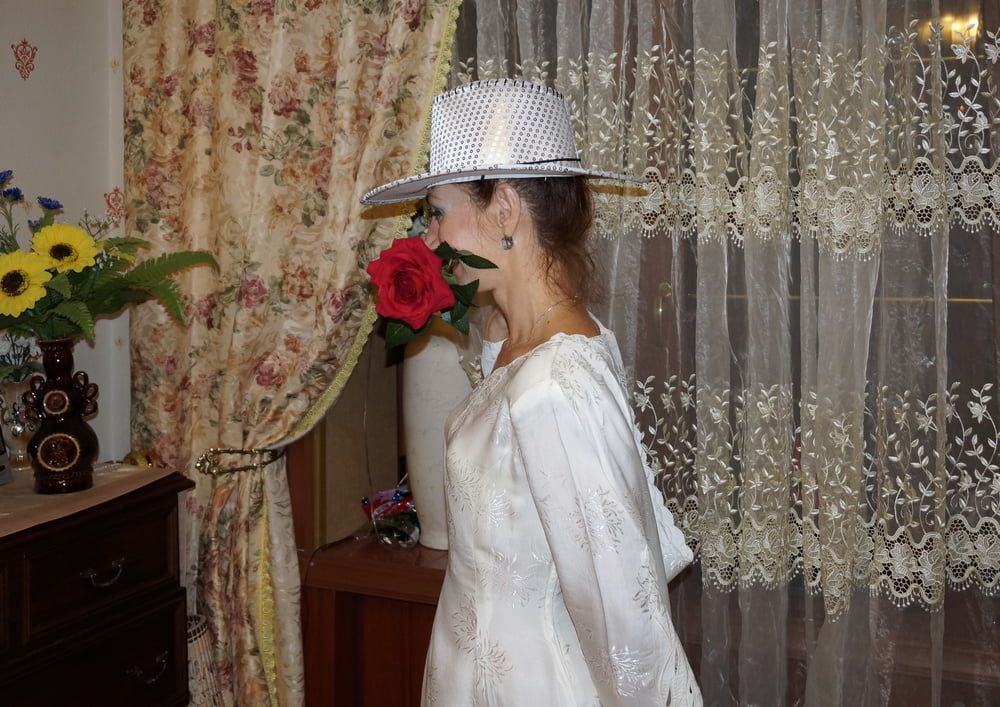 In Wedding Dress and White Hat #6