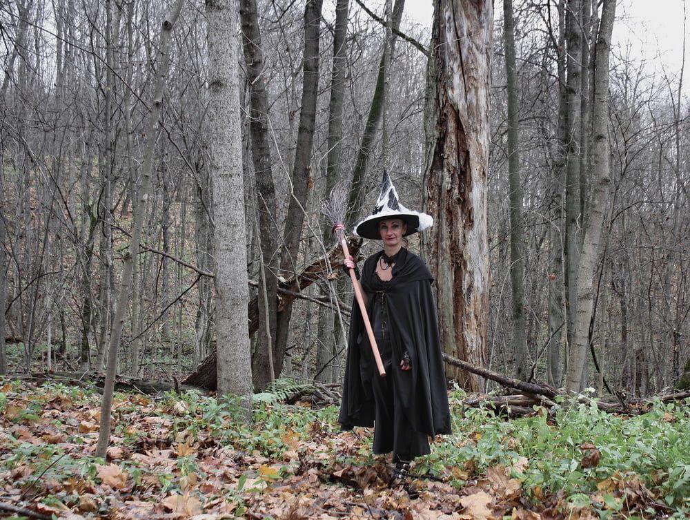 Witch with broom in forest #26