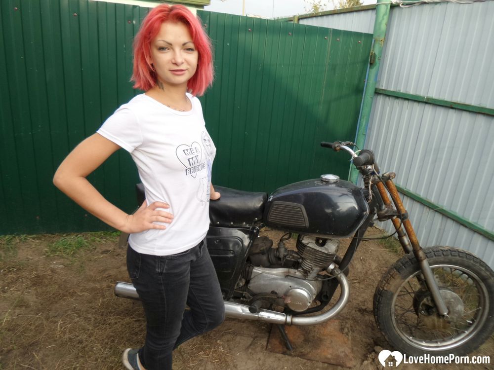 Redhead babe really likes my new bike #58