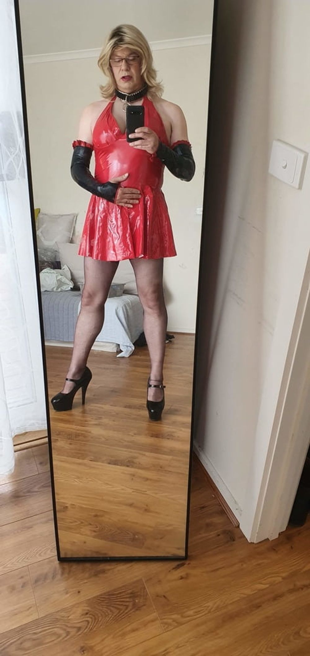 Rachel Latex in Red PVC #12