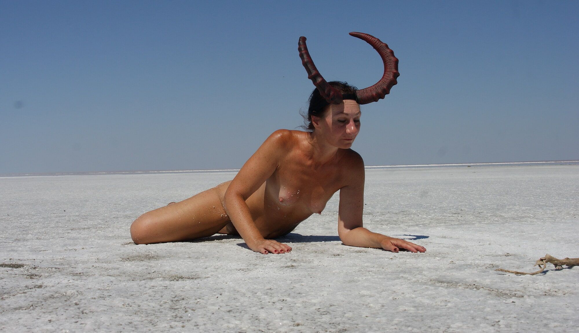 Lying naked on the salt of the saltlake Elton - Russia #16