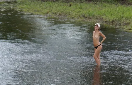 nude in rivers water         