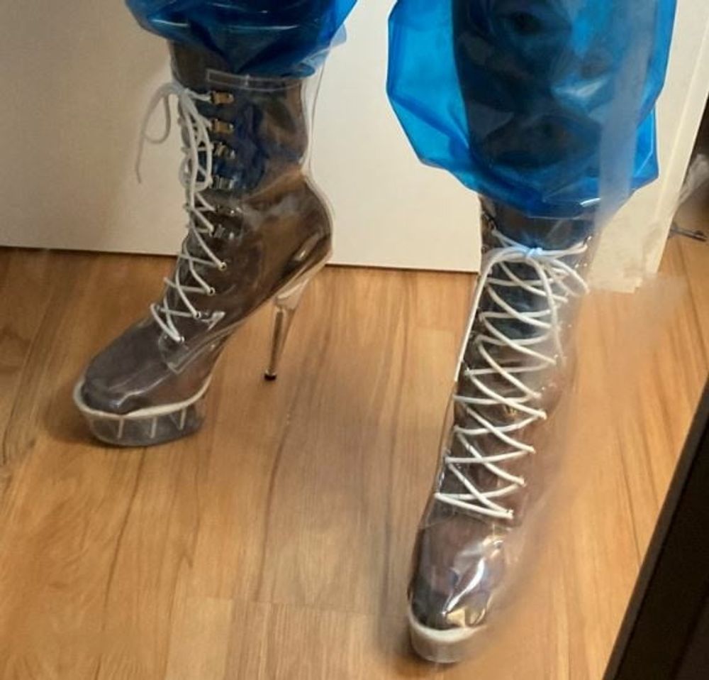 Blue Transparent PVC and Clear PVC Boots #3