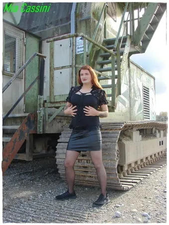 posing with excavator         