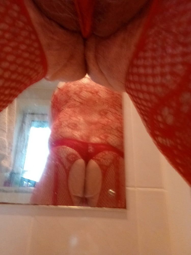 New crotchless red body stocking and two different panties #7
