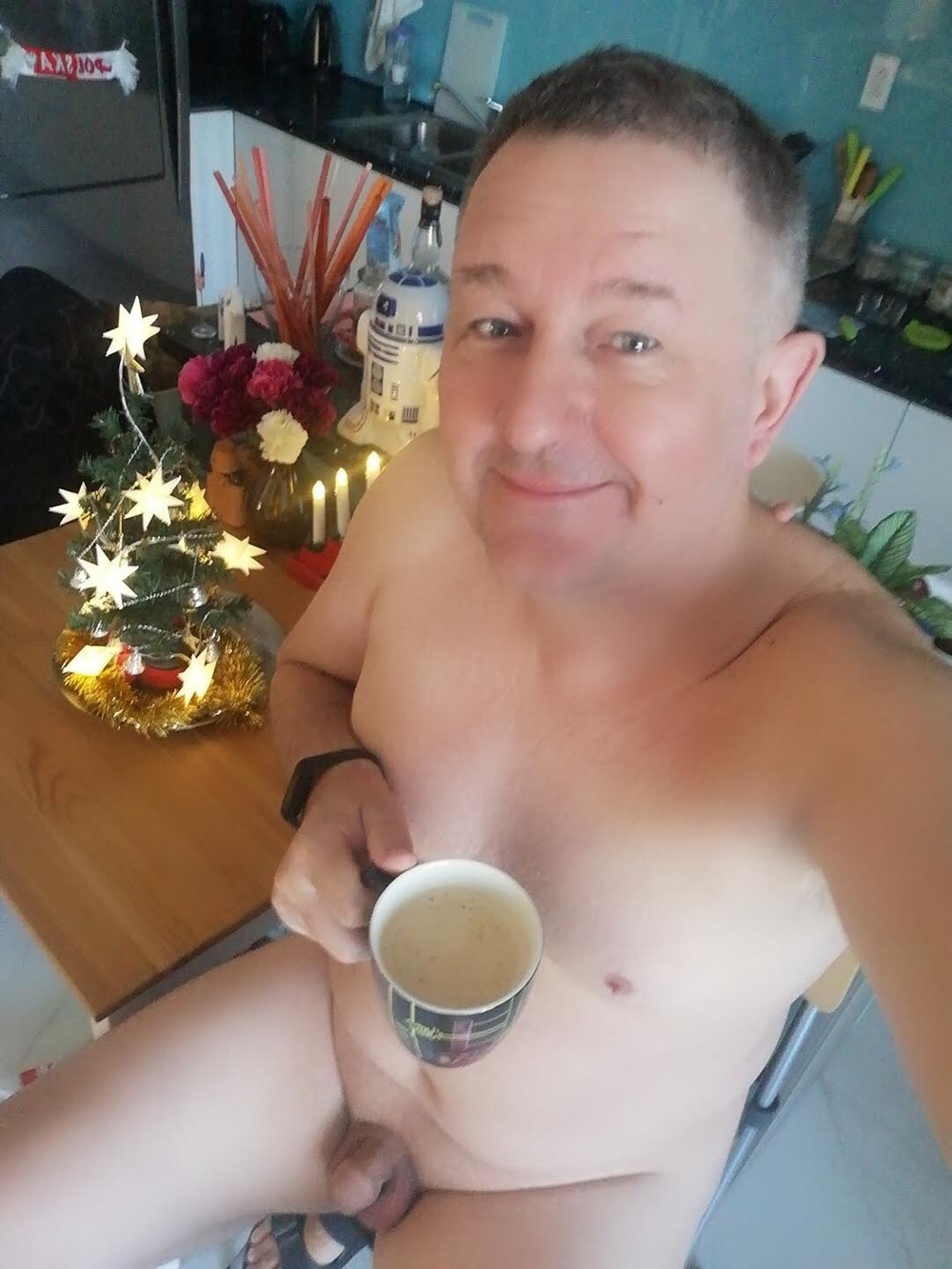 Cool chubby naked  daddy has coffee time #11