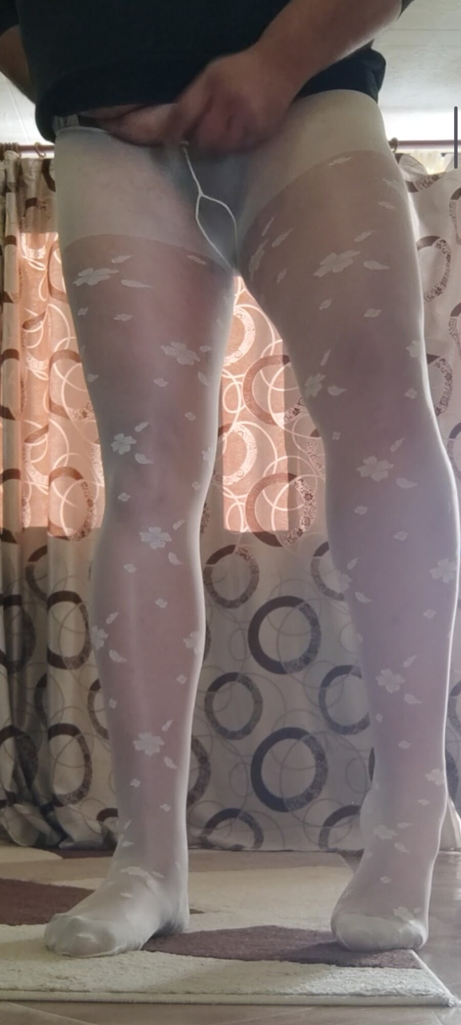 White patterned pantyhose are so sexy  #13