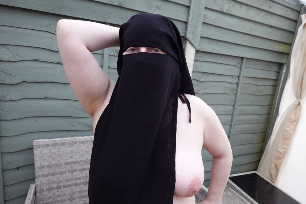 Niqab naked in stockings and suspenders  #3