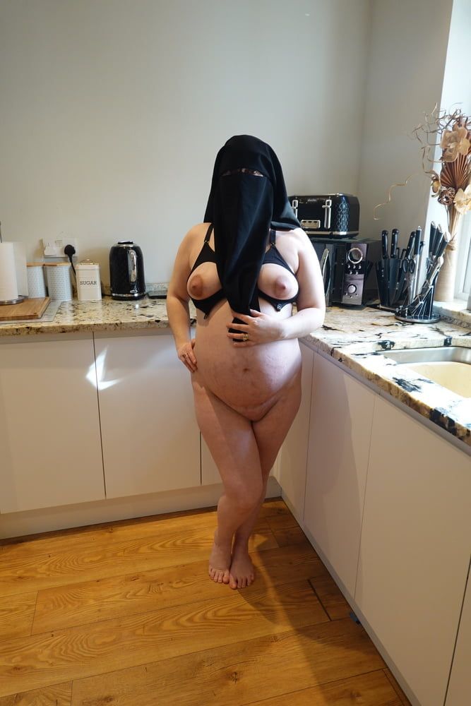 Pregnant Wife in Muslim Niqab and Nursing Bra #27