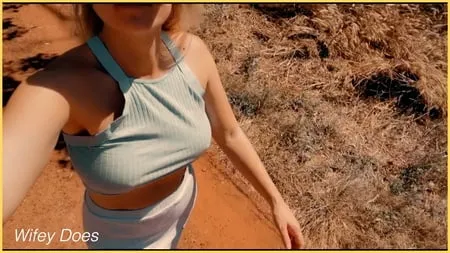 wifey heads on hike braless and no panties         