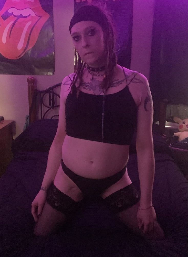 Goth Trans girl in bondage  #9