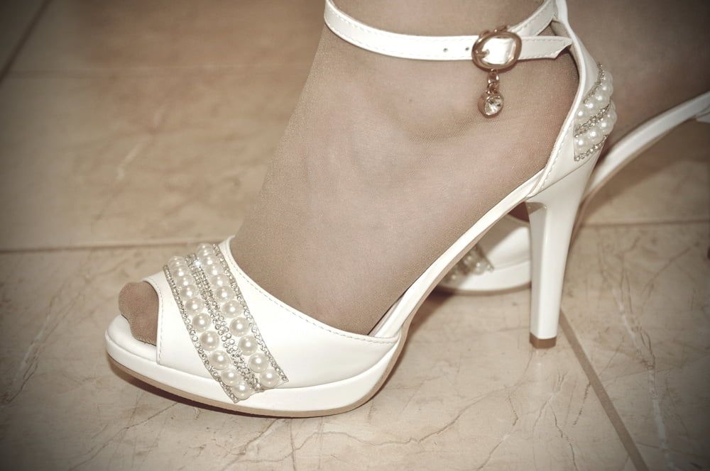 Pantyhose in white heels #3