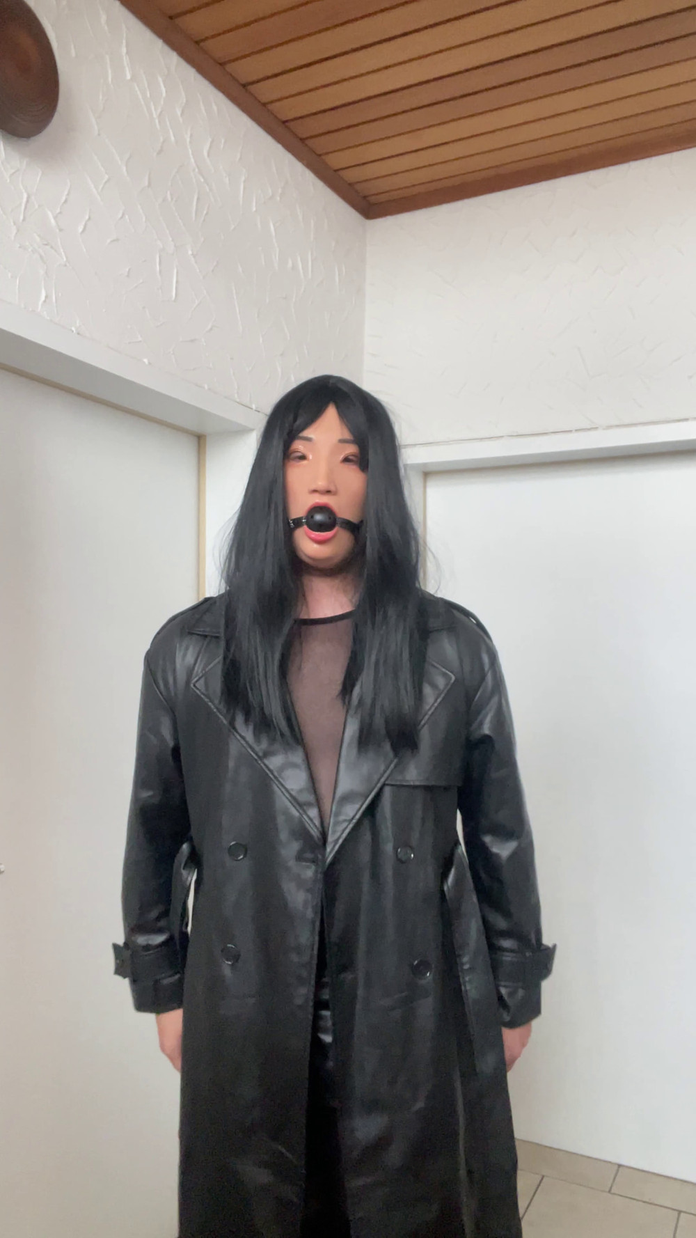 sissy gimp slave doll in leather and chastity #37