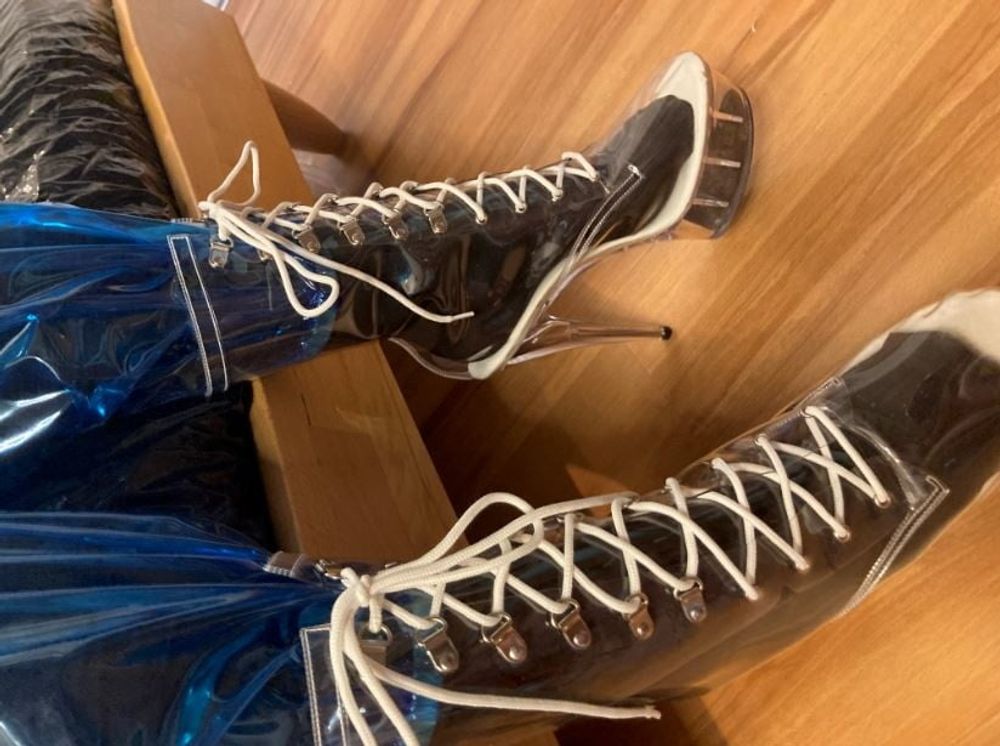 Blue Transparent PVC and Clear PVC Boots 2 #2