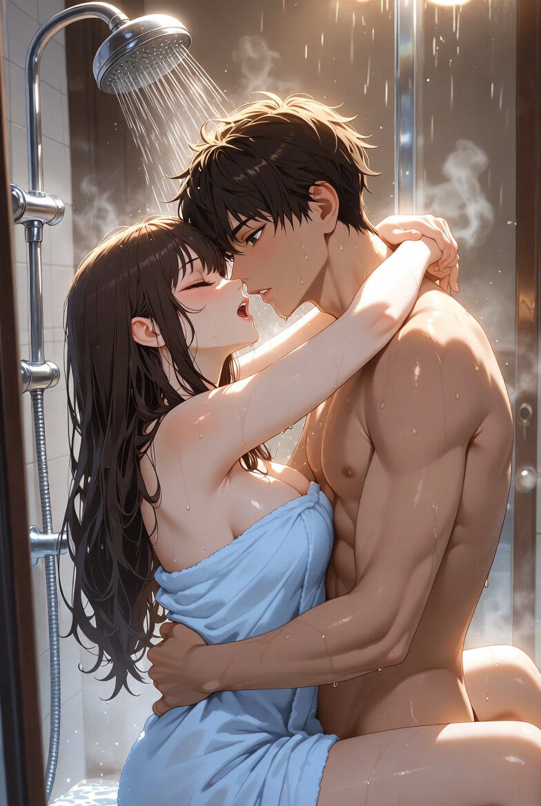 Shower Passion Series – Steamy Blonde & Dark-Haired Couples  #33