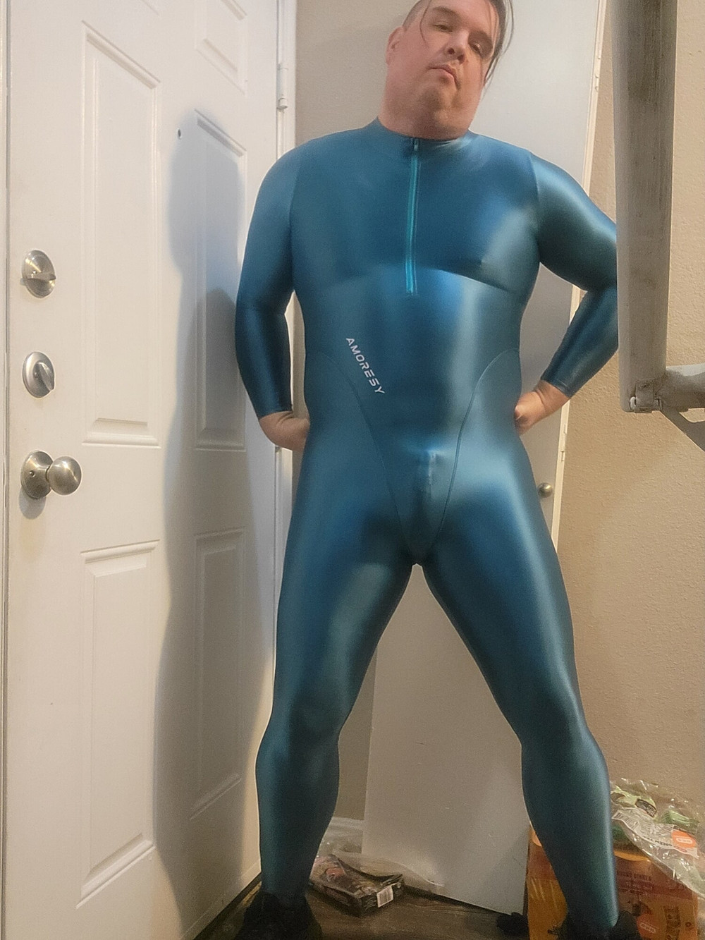 Spandexguy01234 bulging in my bodysuits  #11