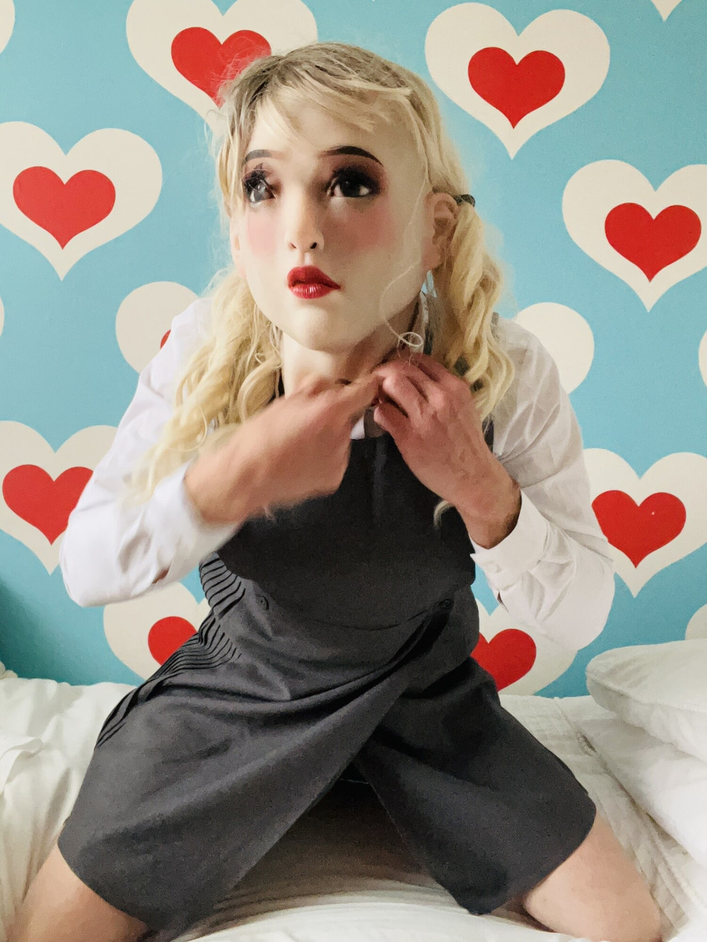 Sissy schoolgirl in chastity and buttplug #3