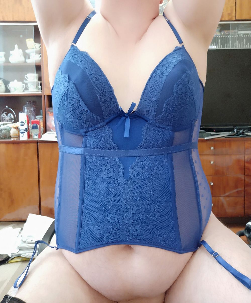 Myself in new lingerie and blue corset #19